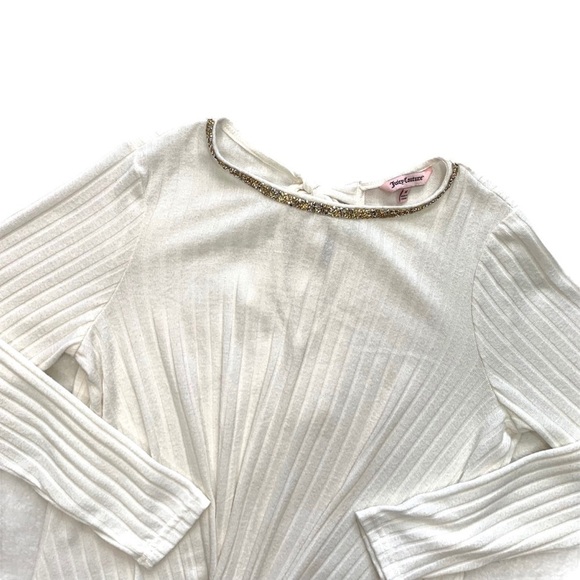 Juicy Couture Y2K White Bling Neck Front Knot Pull On Lightweight Sweater Medium - Picture 15 of 15